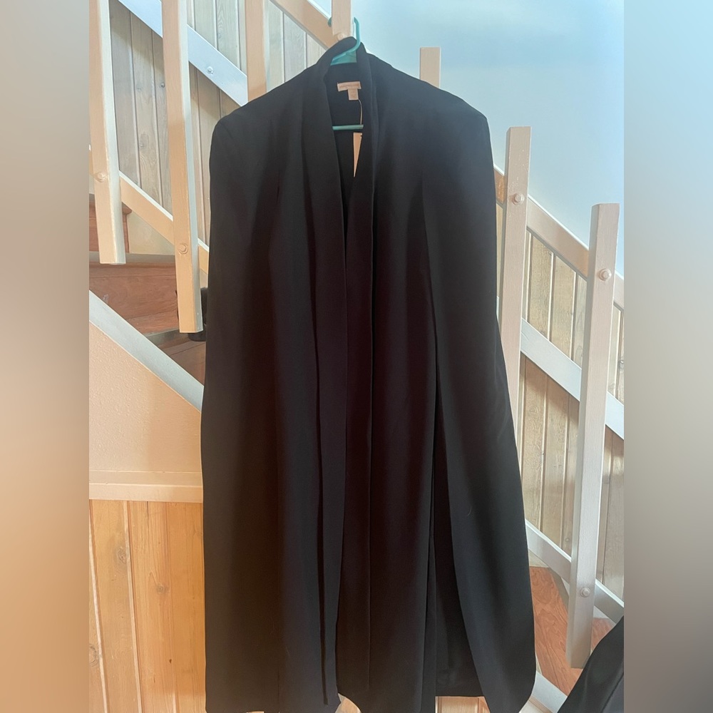 Open front long cape coat, cloak sleeve